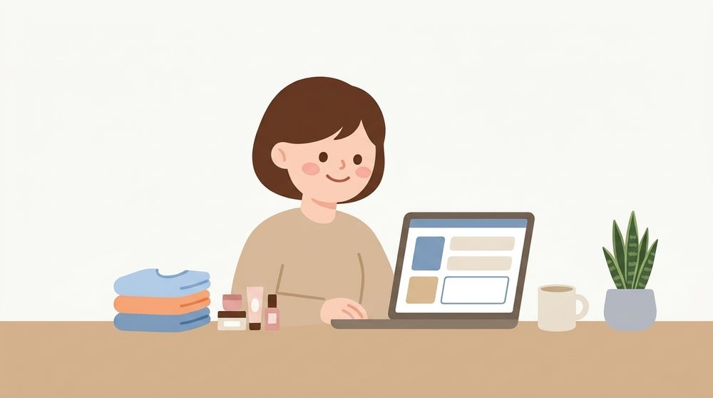 사업자등록을 앞두고 노트북으로 업종을 고르는 예비 온라인 셀러