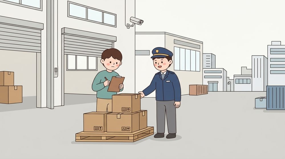 세관 통관 서류와 수입 화물을 확인하는 수입업자